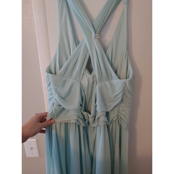 Davids Bridal Knee Length Bridesmaid Dress Ice Blue Size 16 - Picture 3 of 11